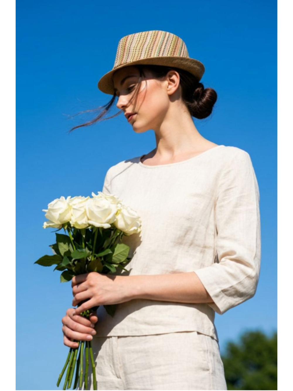 Women's Granule Multi-color Woven Straw Fedora Hat One Size Cottagecore Coastal
